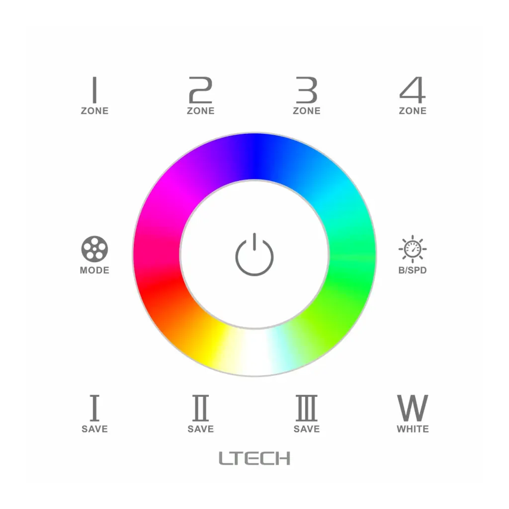 LTECH RF/DMX touch panel RGBW 4 zone - EX8S