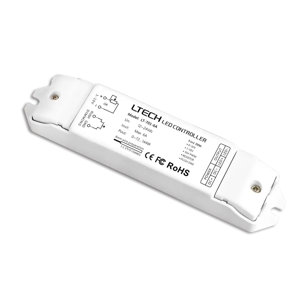 LTECH 0-10V/Push LED driver CV 1x6A - LT-701-6A
