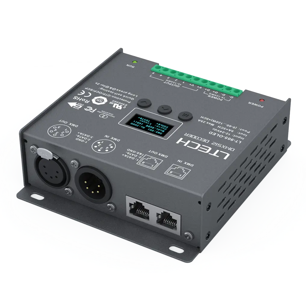 LTECH DMX/RDM LED driver CV 5x5A OLED - LT-905-OLED