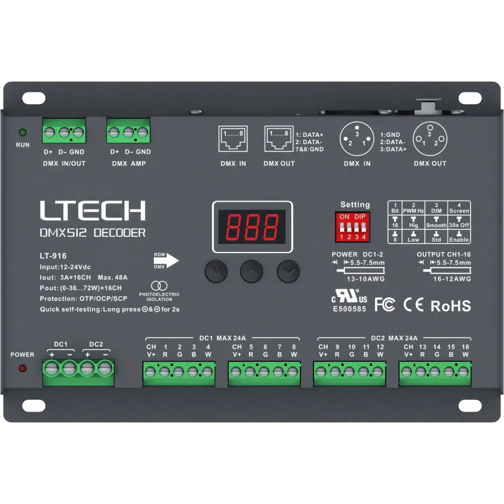 LTECH DMX/RDM LED driver CV 16x3A - LT-916
