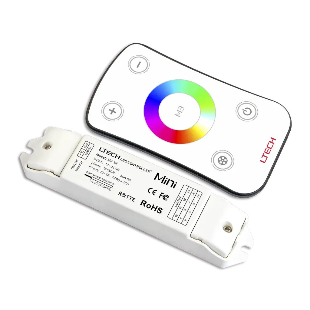 LTECH Mini RF remote + receiver CV 3x3A RGB - M3+M3-3A
