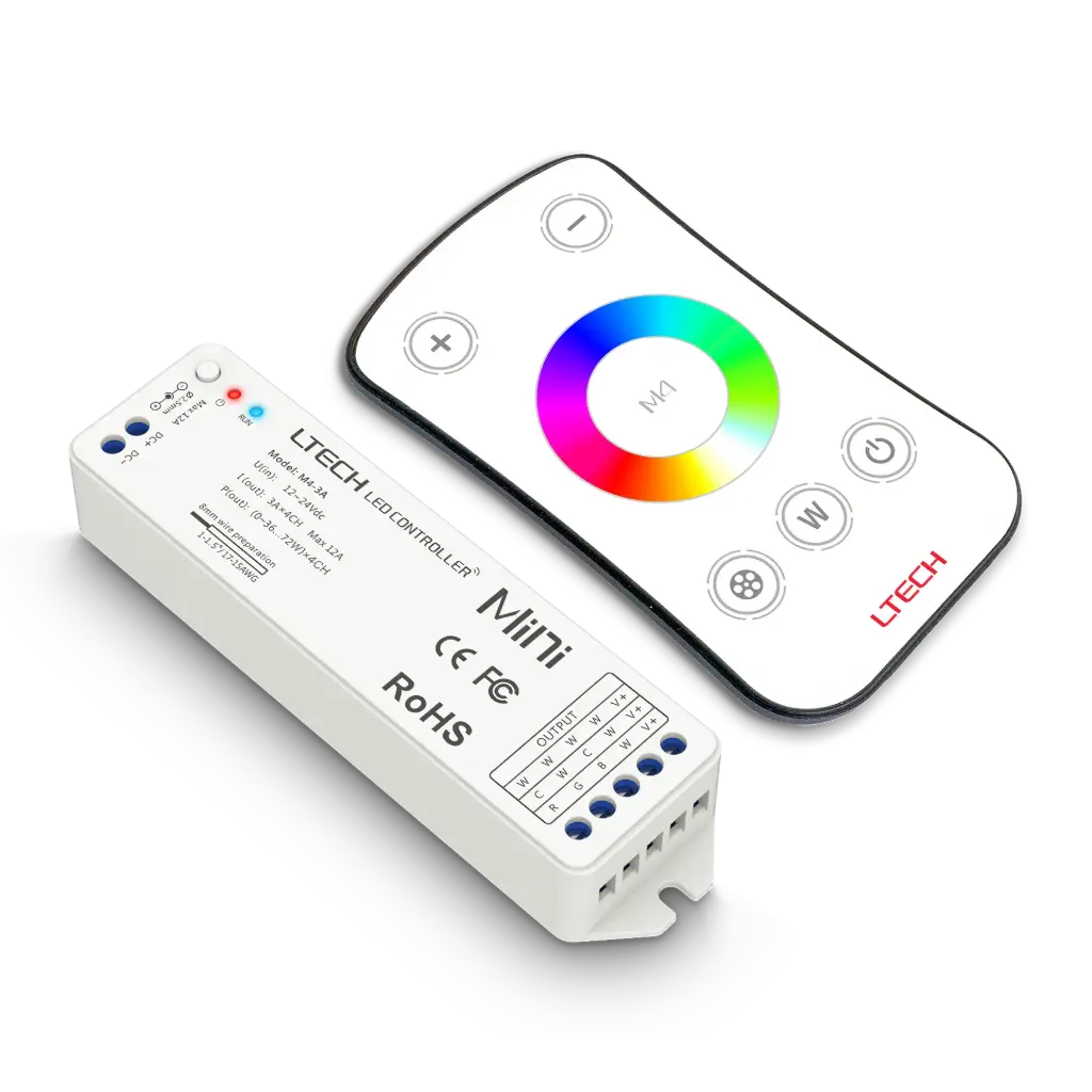 LTECH Mini RF remote + receiver CV 3x3A RGBW - M4+M4-3A