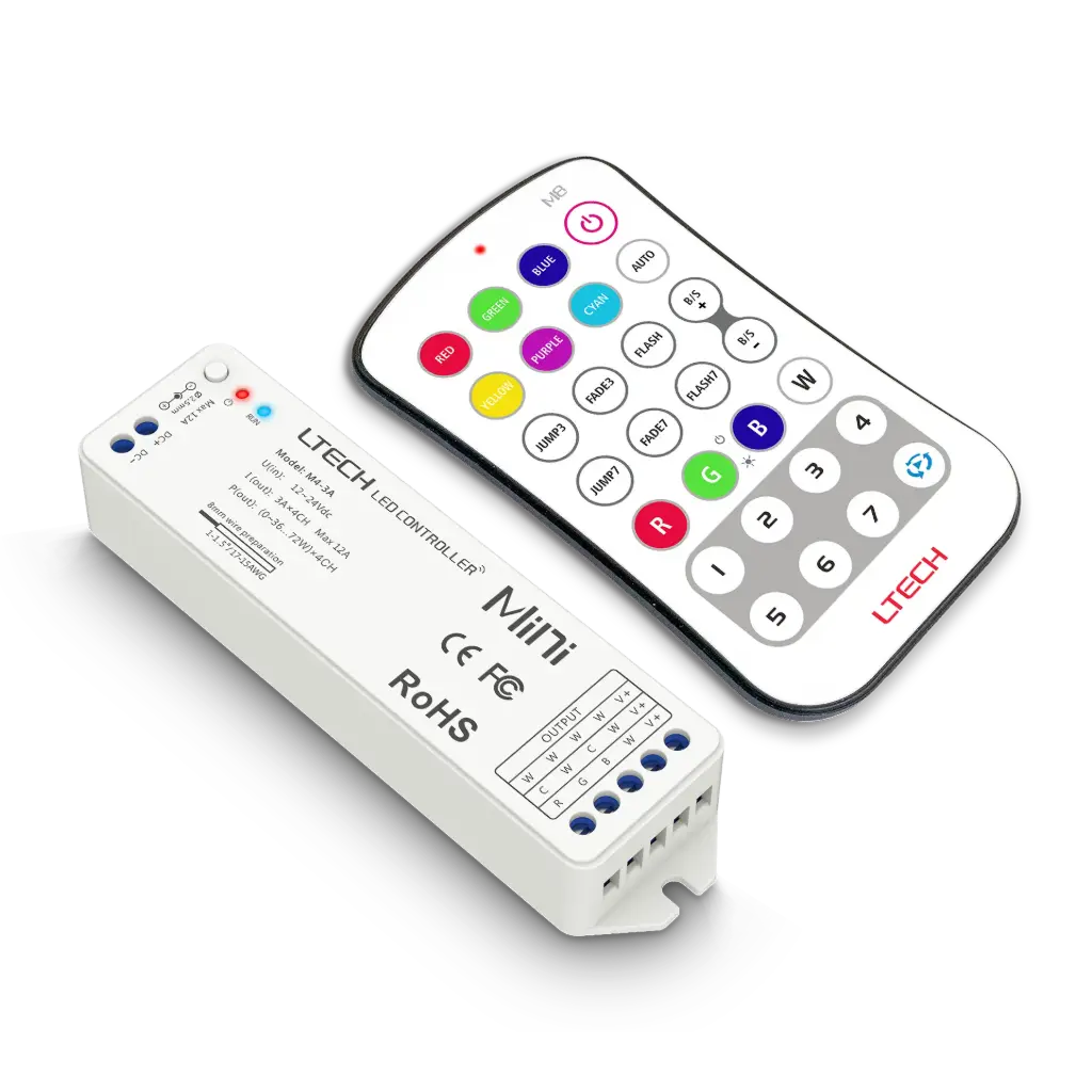 LTECH Mini RF remote + receiver CV 4x3A RGBW - M8+M4-3A
