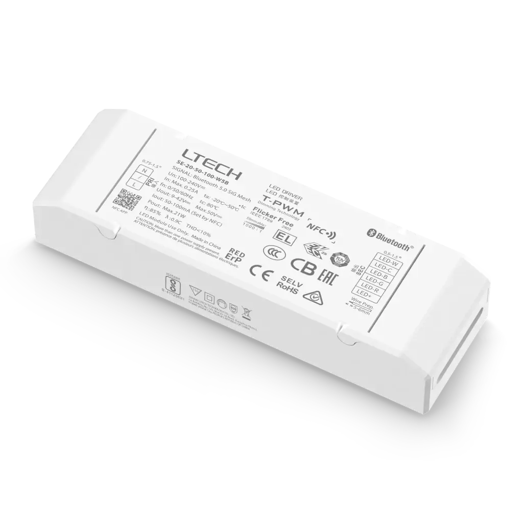 LTECH Xiaolei Driver CC BLE 5.0 5CH 50-100mA 20W - SE-20-50-100-W5B