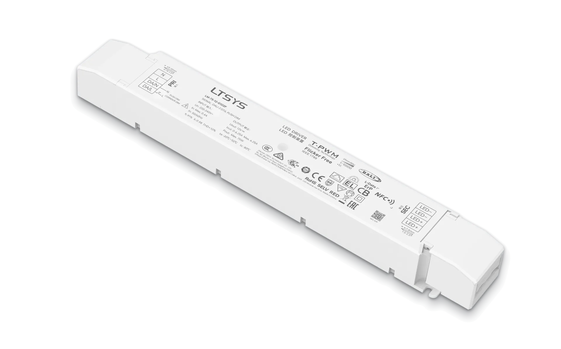 [2822701] LTECH LTSYS Driver CV DALI-2 1CH 12V 75W NFC - LM-75-12-G1D2F