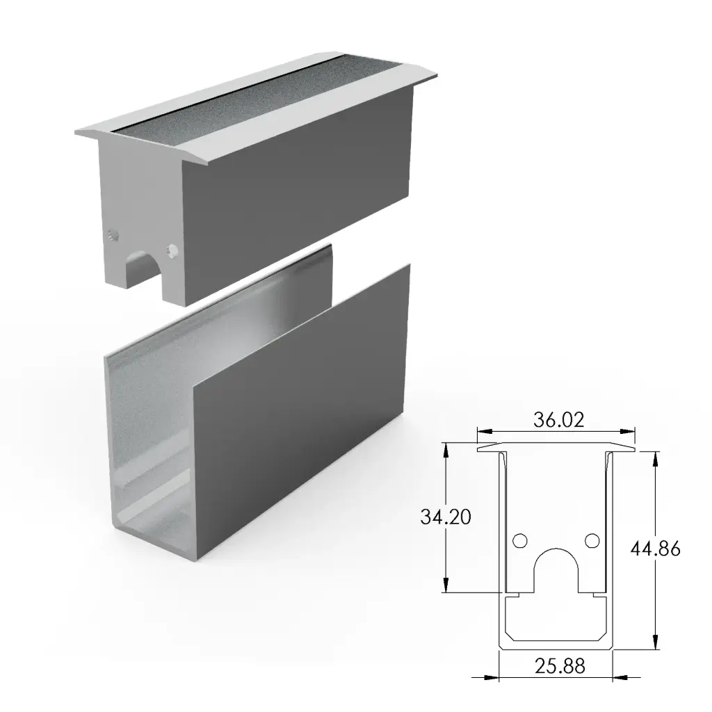 [ALC-WL-B02-AS050] Aluminium mounting profile for SF16 inground (500 mm)
