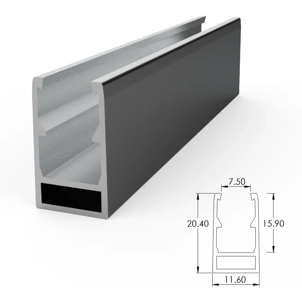[ALC09S01-AS035] Aluminium mounting profile for SF09 (35 mm, Anodized Silver)