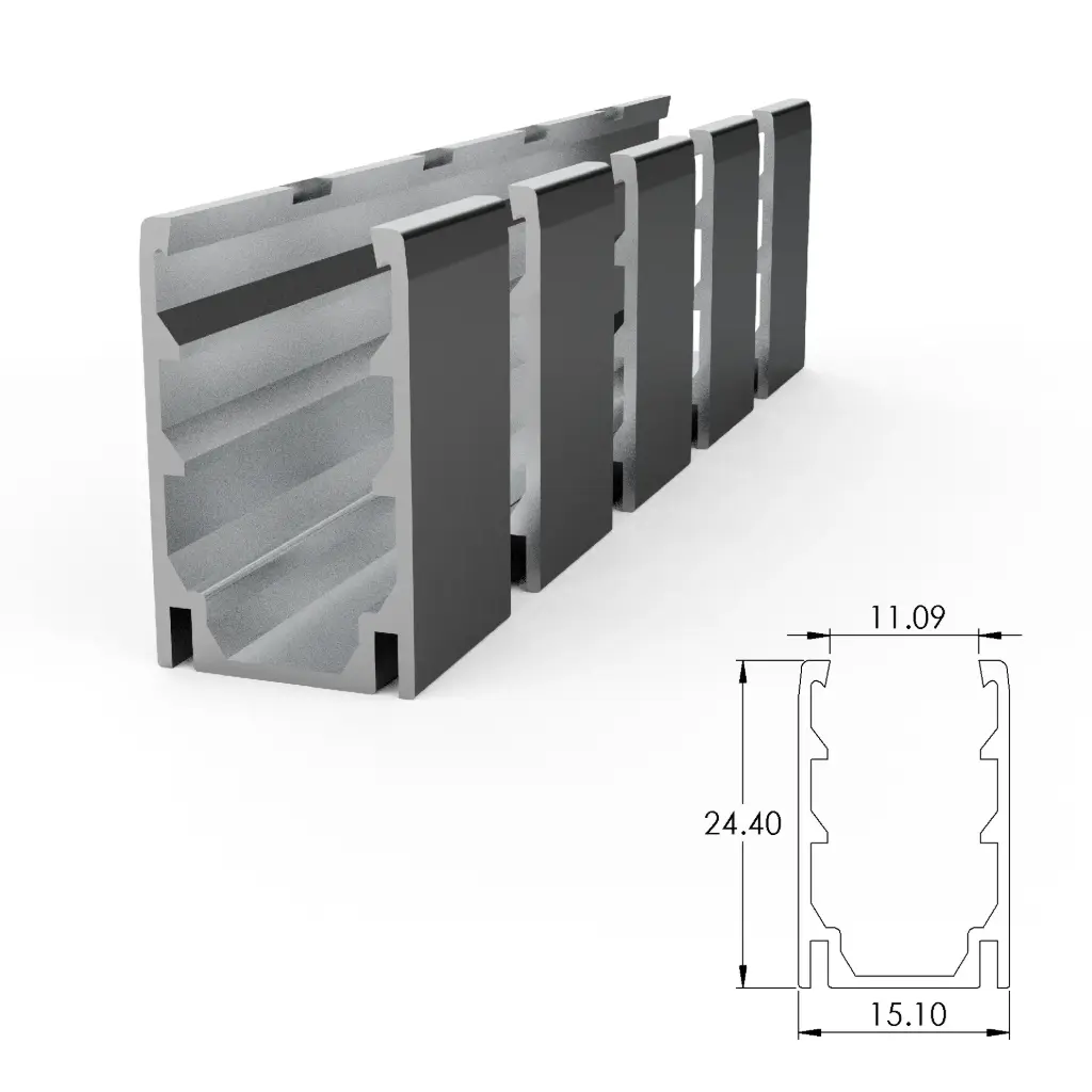 [ALC15S01FLX-AS05] Aluminium mounting profile for SF15 and SF21 flexible (500 mm, Anodized Silver)