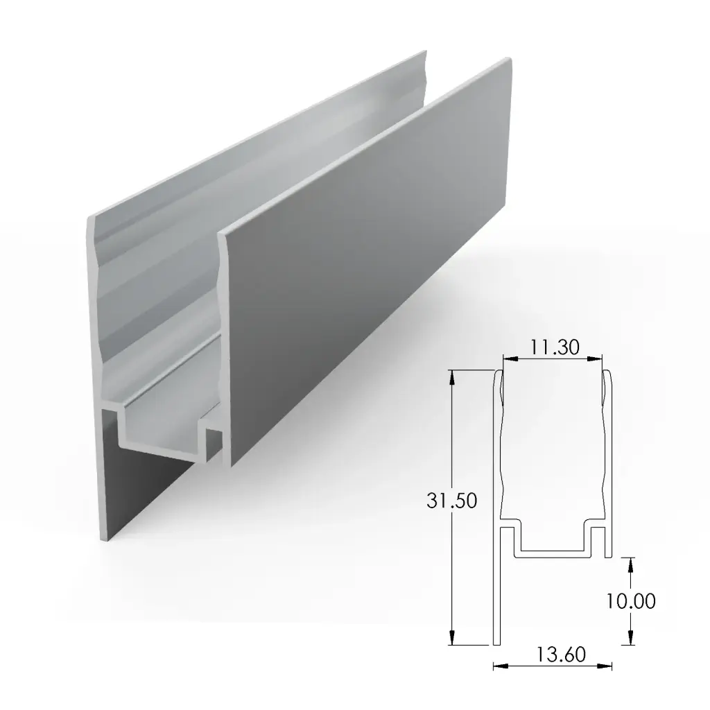 [ALC15V01-AS035] Aluminium mounting profile for SF15 and SF21 (35 mm, Anodized Silver)