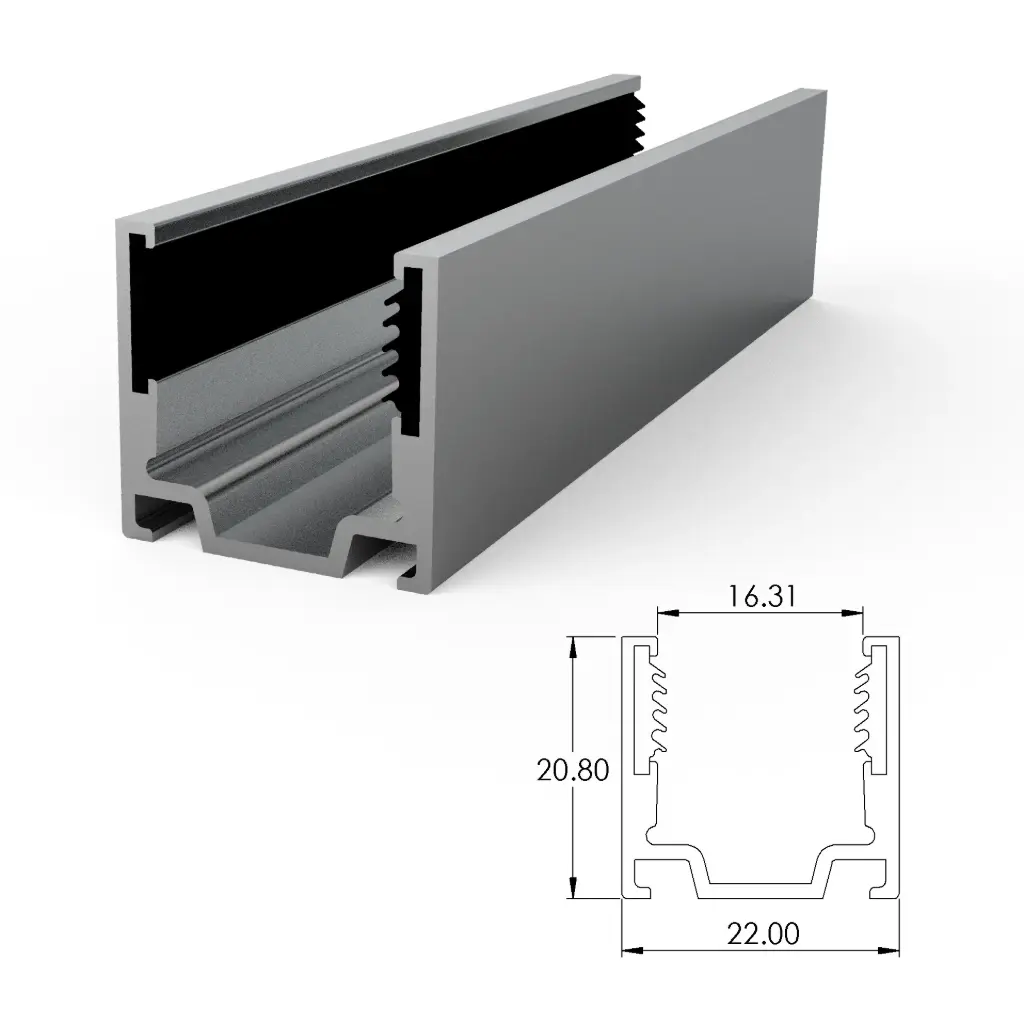 [ALC16S08-AS035] Aluminium mounting profile for SF16 and SF17 anti drop (35 mm, Anodized Silver)