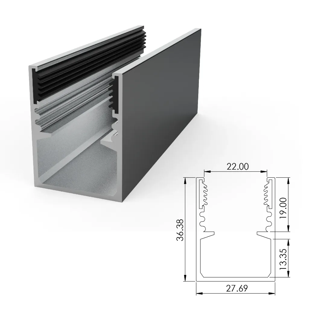 [ALC34H01-AS035] Aluminium mounting profile for SF34 anti drop with cable tray (35 mm)