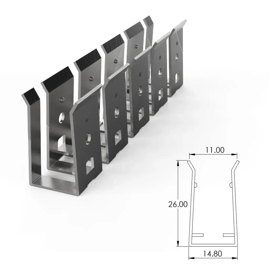 Stainless steel flexible mounting profile for SF15 and SF21