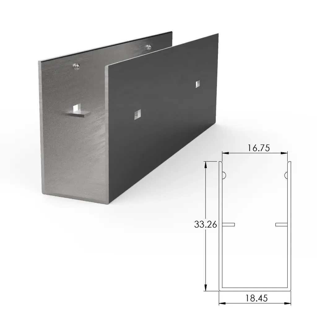 Stainless steel mounting profile for SF16 and SF17 with cable tray
