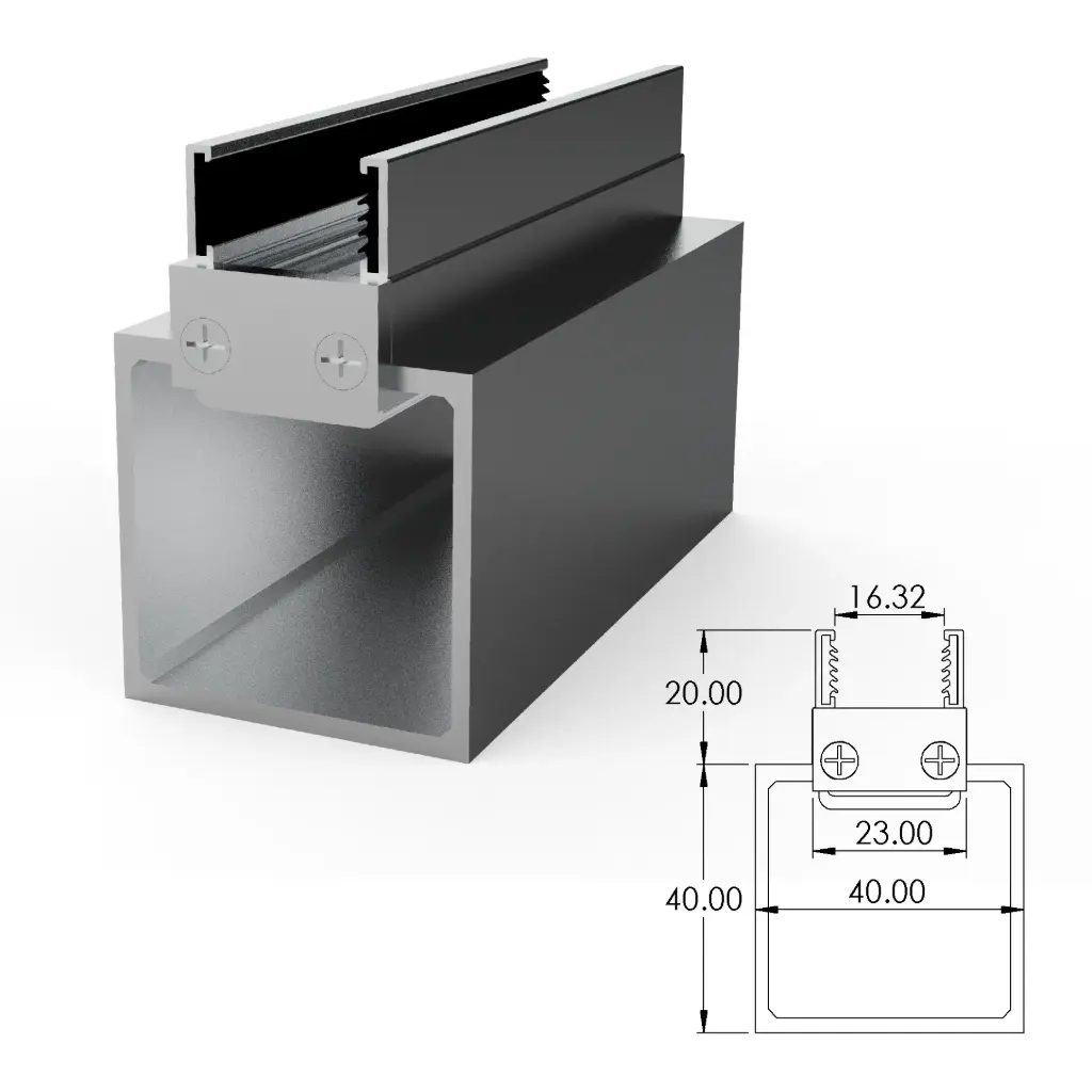 [ALC16H03-AS100] Aluminium mounting profile for SF16 anti drop with cable tray (1000 mm, Anodized Silver)