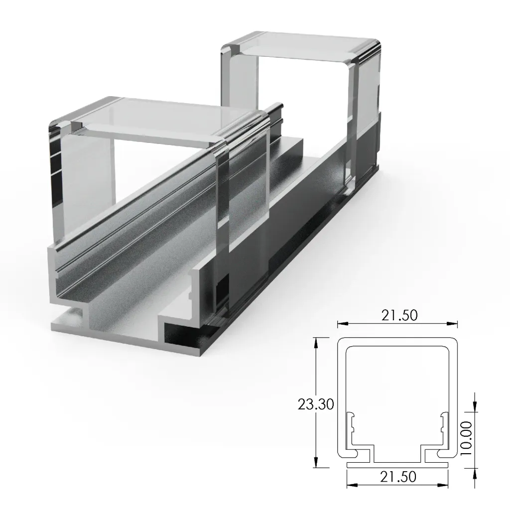 [ALC-PC18S02-ST-035] Aluminium mounting profile for SF18 with plastic clip (35 mm)