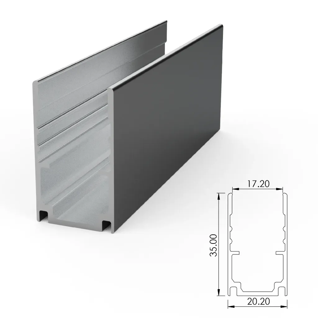 [ALCW20H01-AS035] Aluminium mounting profile for SFW20 with cable tray (35 mm, Anodized Silver)
