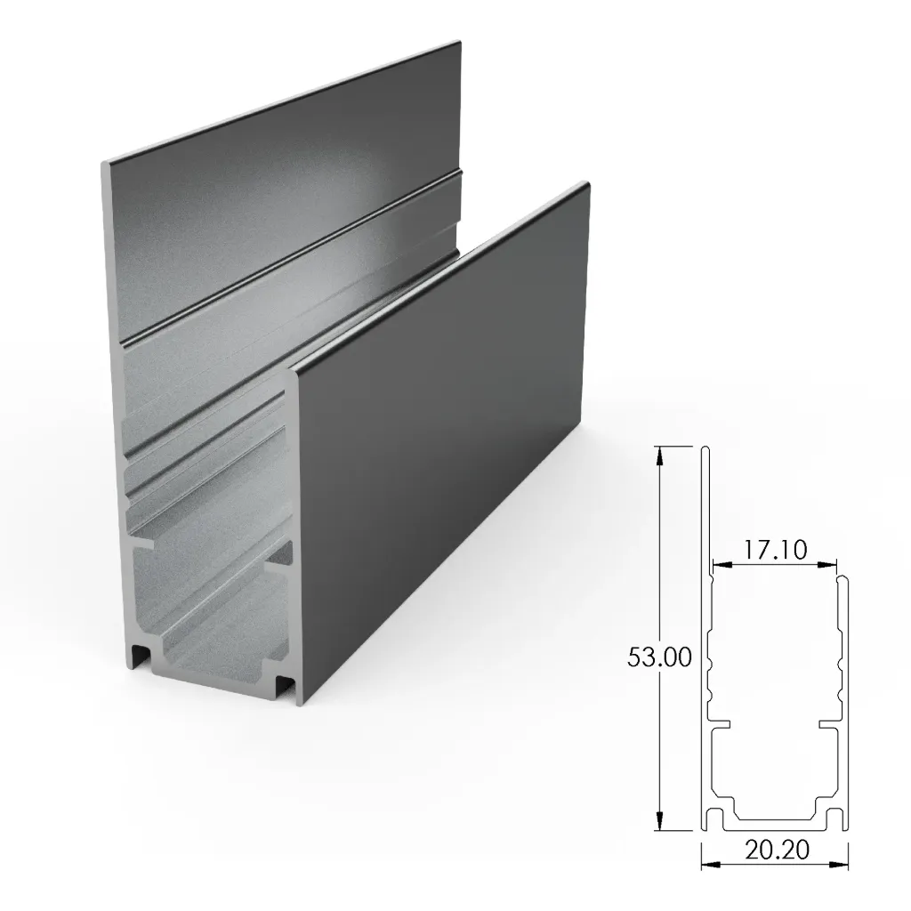 [ALCW20H02-AS100] Aluminium mounting profile for SFW20 with louvre (1000 mm, Anodized Silver)